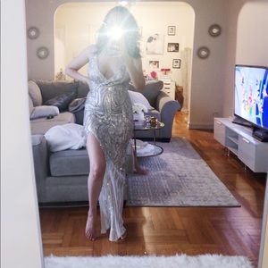 White with Silver sequins Maxi dress